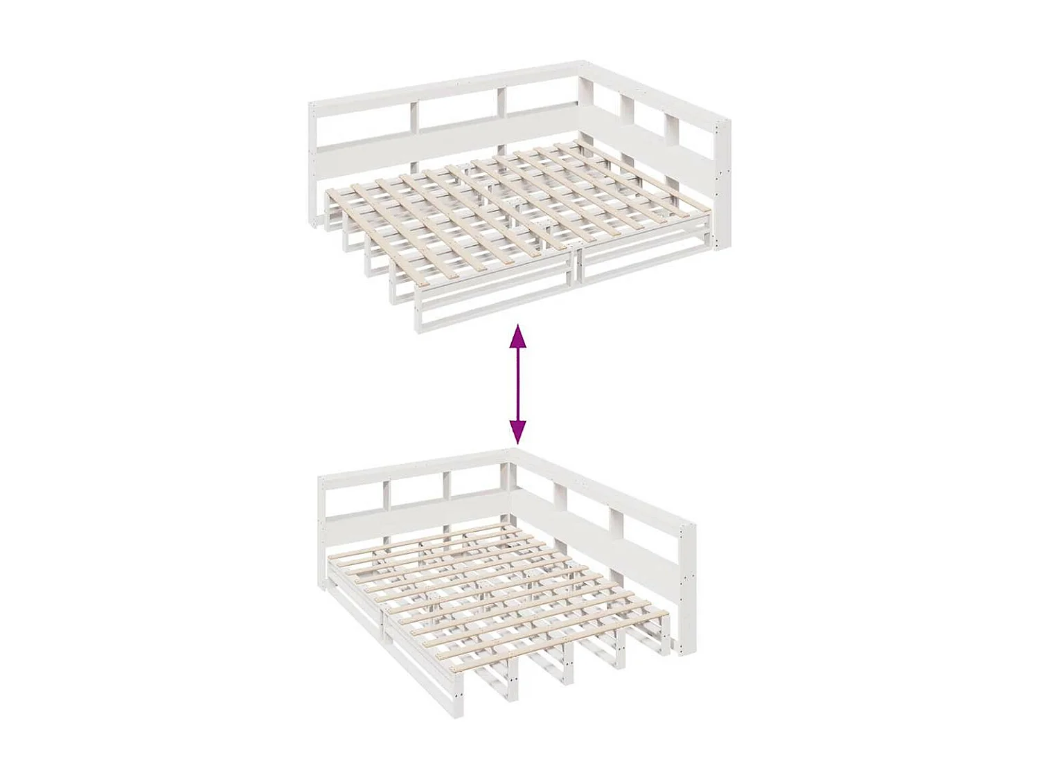 Cama con estantería sin colchón madera maciza blanca 140x200 cm