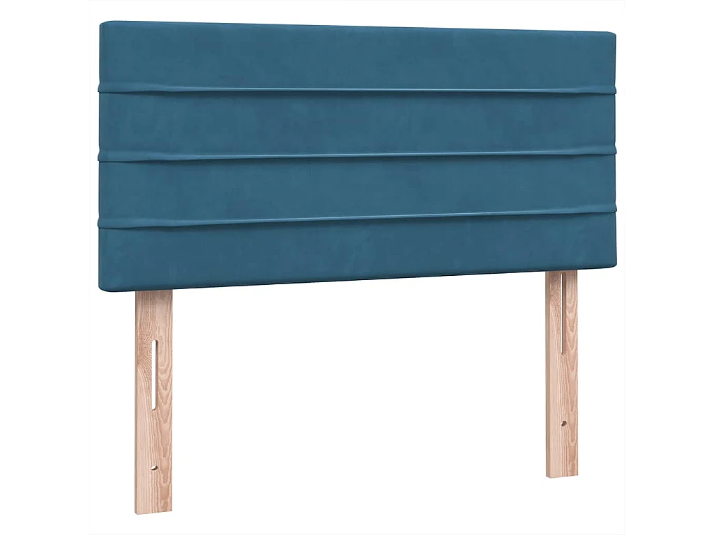 Cama box spring con colchón terciopelo azul oscuro 90x210 cm