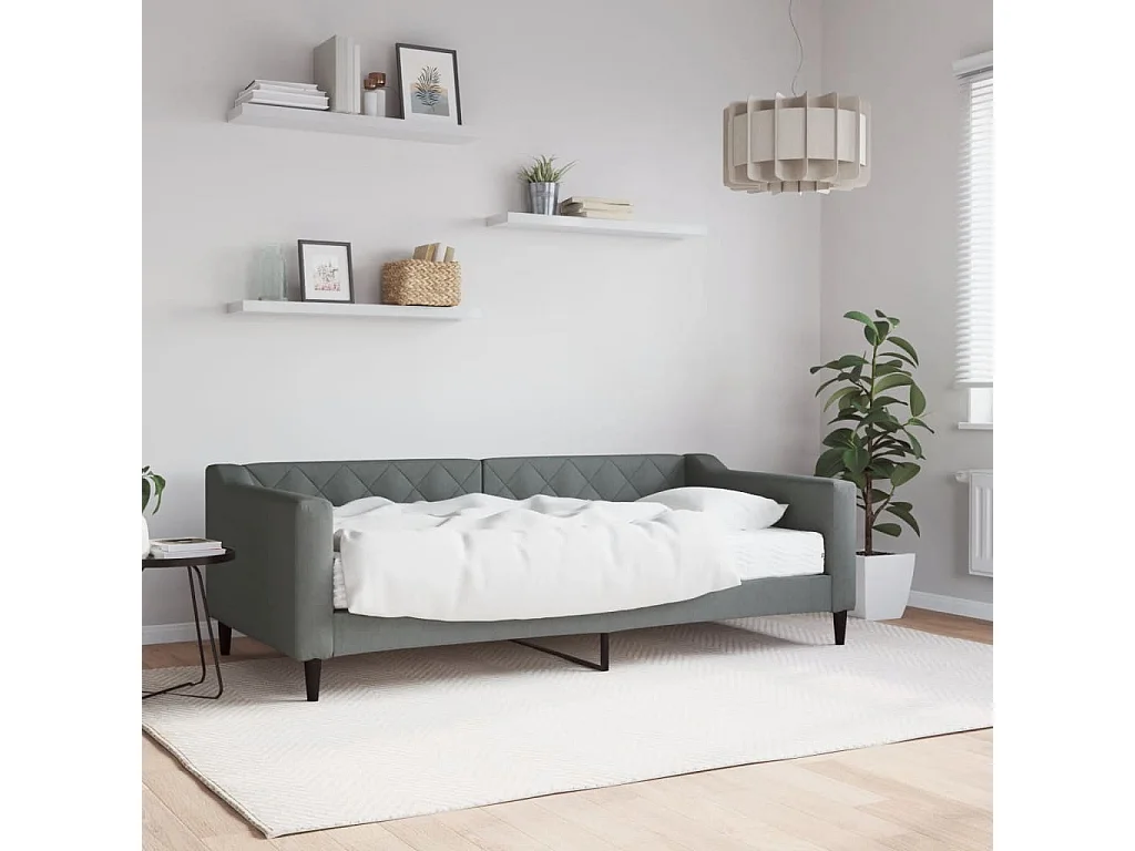 Sofá cama con colchón tela gris oscuro 90x190 cm
