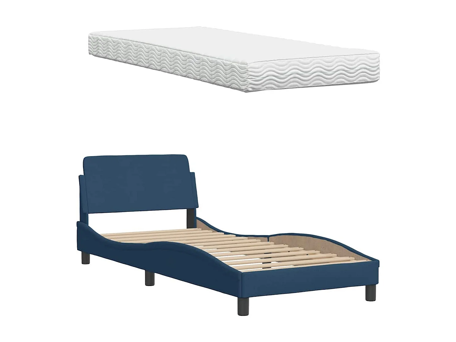 Lit avec matelas bleu 80x200 cm tissu