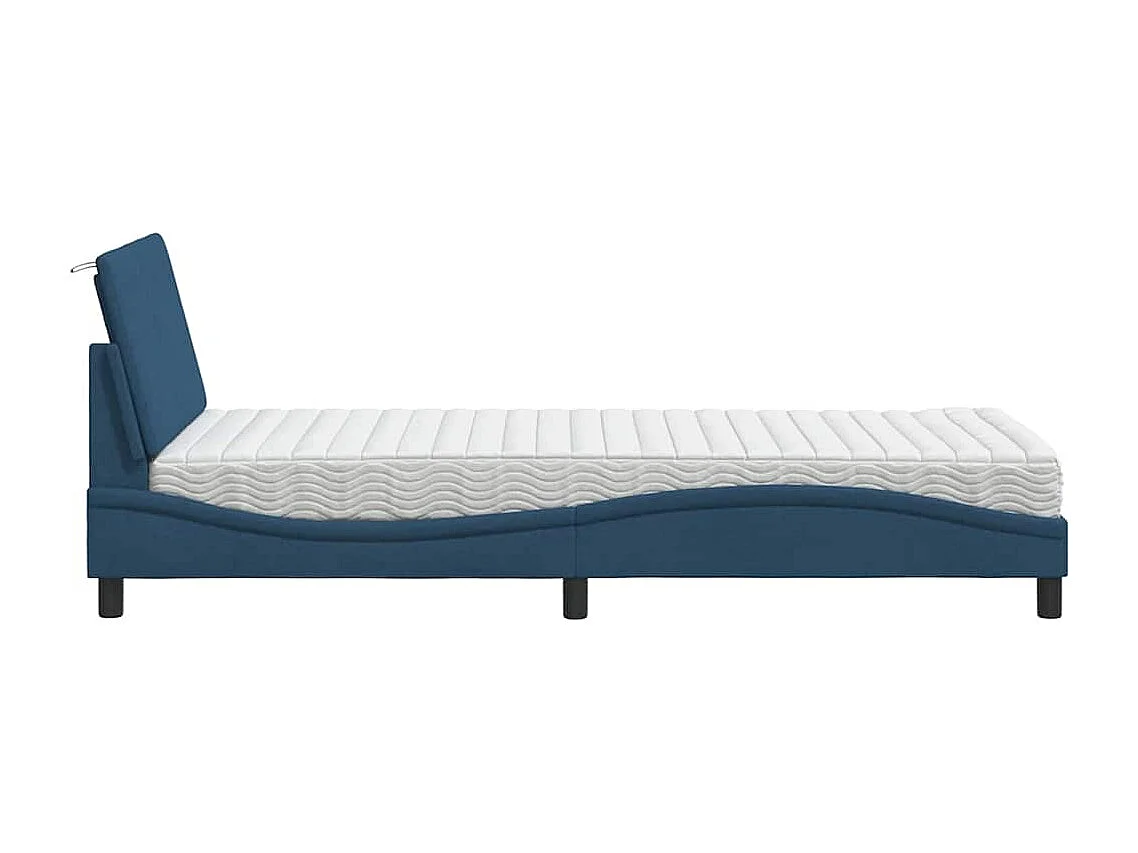 Bed met matras "Hanko" stof blauw 80x200 cm