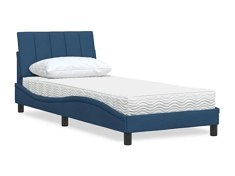 Bed met matras "Hanko" stof blauw 80x200 cm