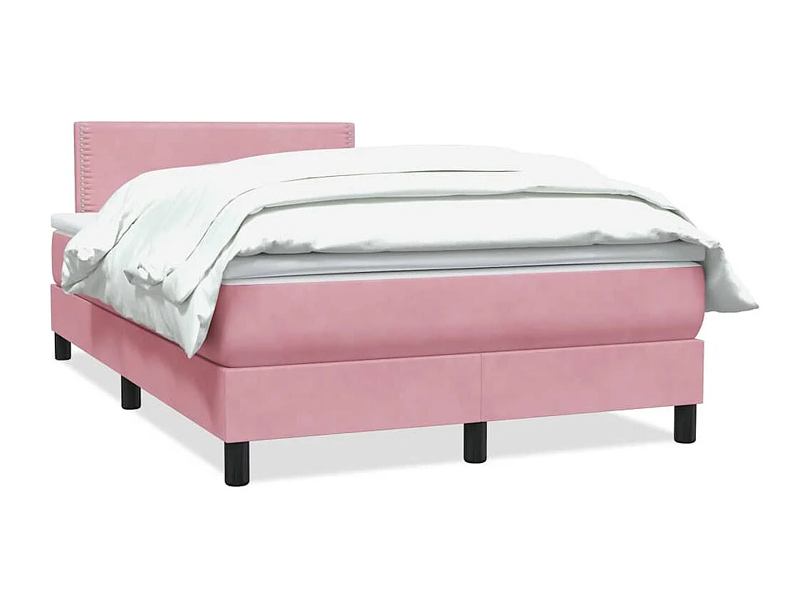 Boxspring met matras fluweel roze 120x220 cm