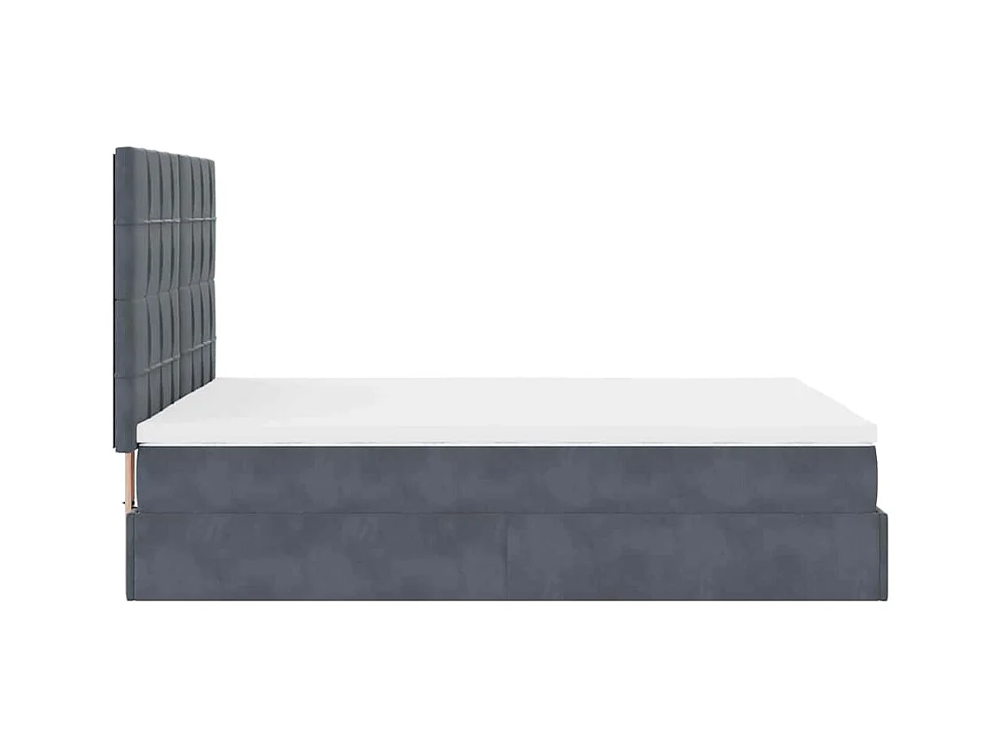 Cadre de lit ottoman avec matelas gris foncé 140x190 cm velours