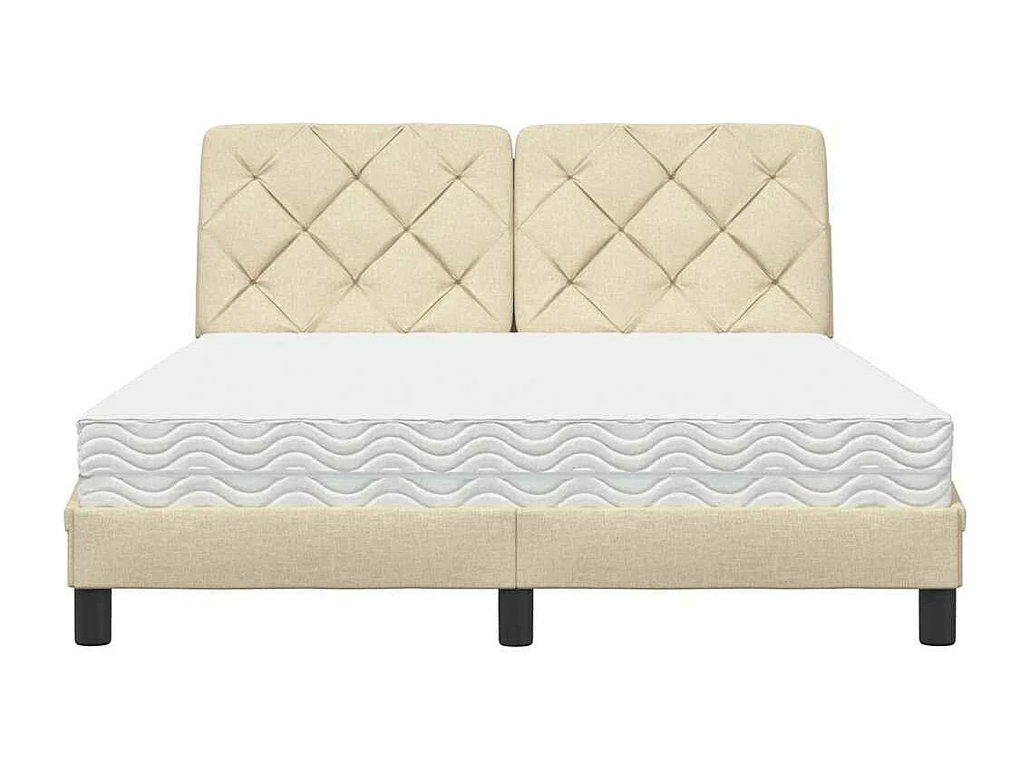 Cama com colchão 140x190 cm tecido cor creme