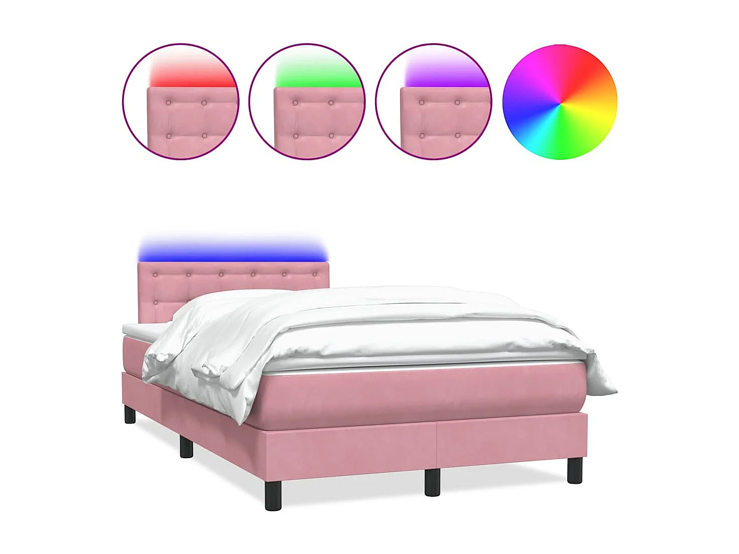 Sommier à lattes de lit avec matelas rose 120x220 cm velours