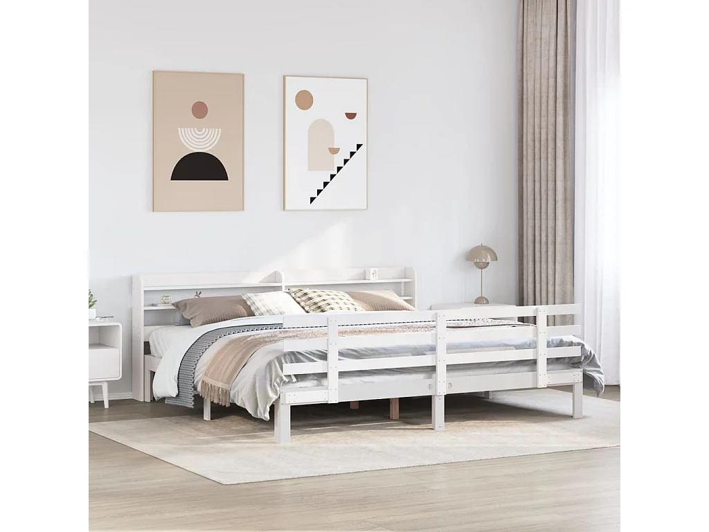 Bedframe met hoofdeinde zonder matras 180x200 cm wit