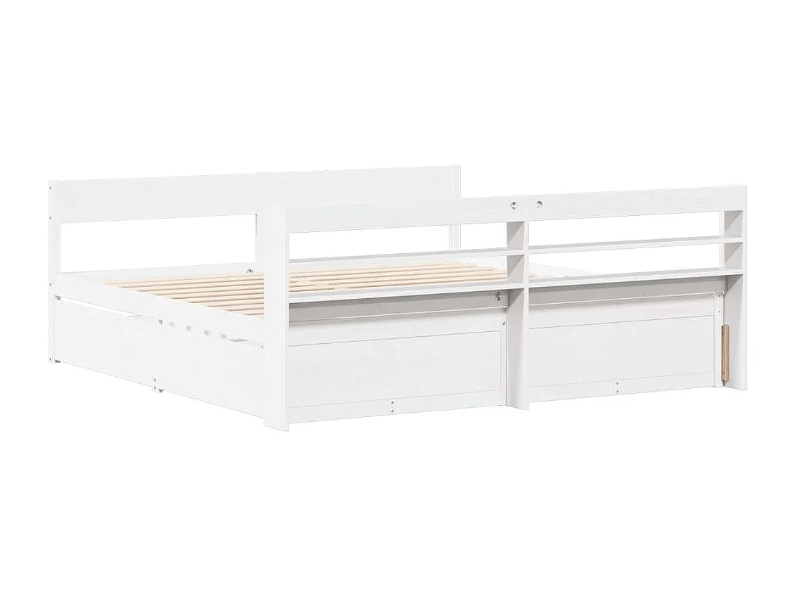 Cadre de lit sans matelas blanc 200x200 cm bois massif de pin