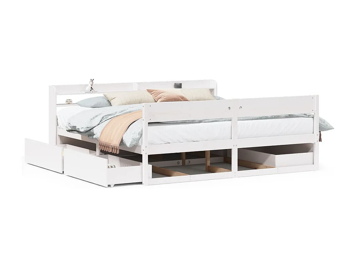 Cama sem colchão 200x200 cm madeira de pinho maciça branco