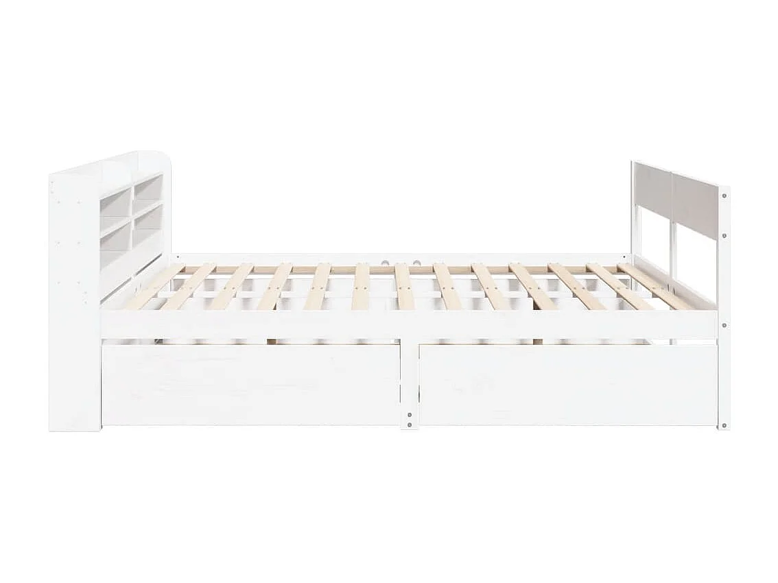 Cama sem colchão 200x200 cm madeira de pinho maciça branco