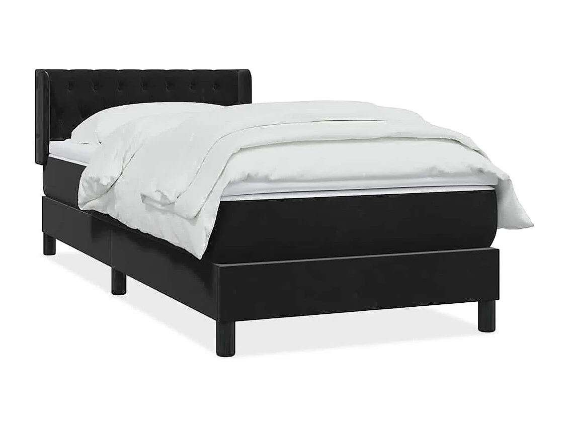Sommier à lattes de lit avec matelas noir 90x210 cm velours