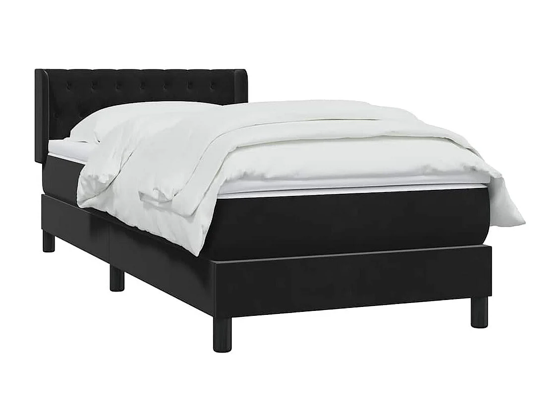Sommier à lattes de lit avec matelas noir 90x210 cm velours