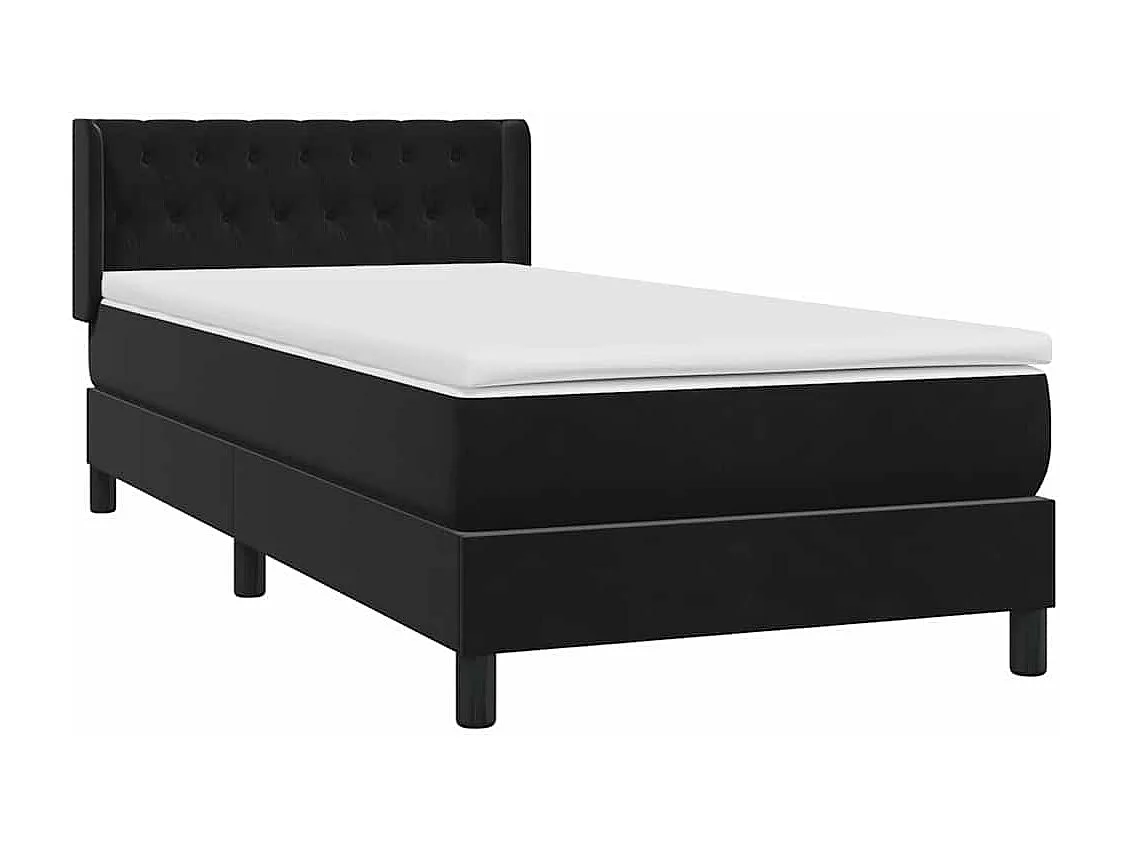 Sommier à lattes de lit avec matelas noir 90x210 cm velours