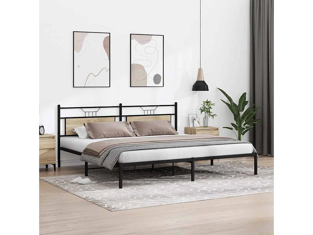 Cadre de lit sans matelas chêne sonoma 200x200 cm