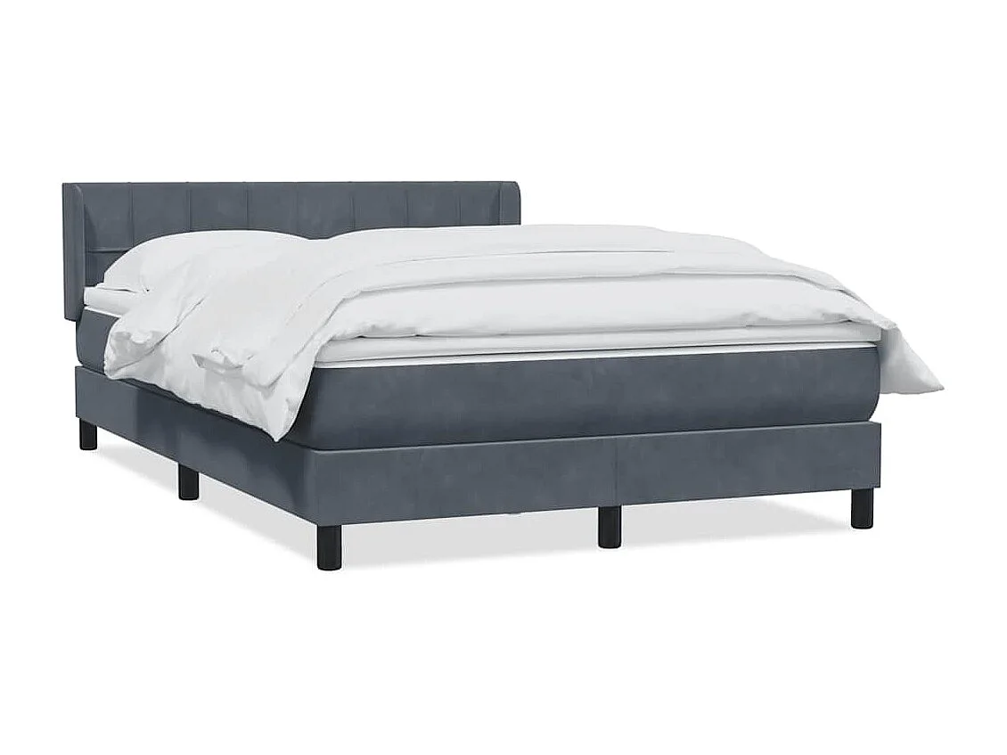 Cama com molas/colchão 160x210 cm veludo cinzento-escuro
