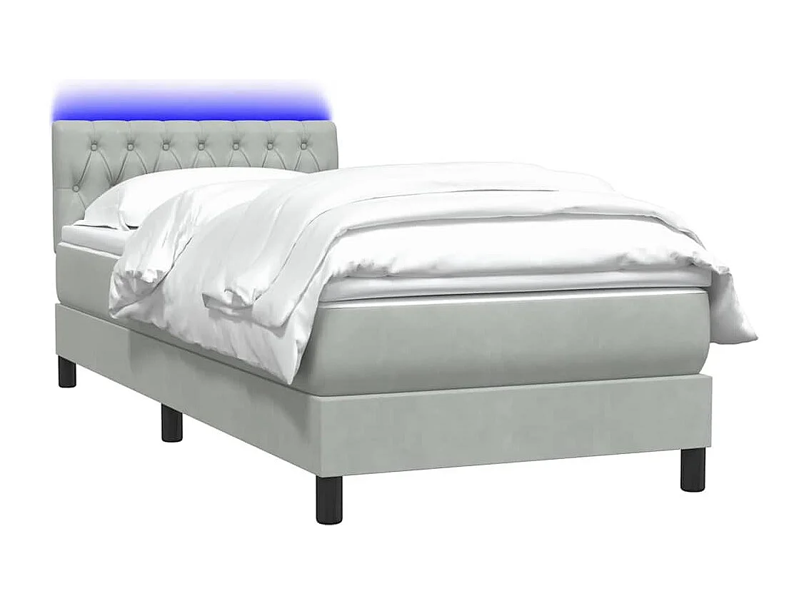 Boxspring met matras fluweel lichtgrijs 80x210 cm