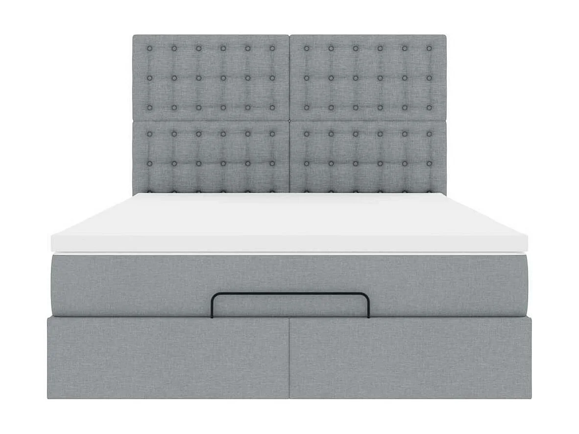Estrutura de cama otomana com colchão 140x190 cm cinzento claro