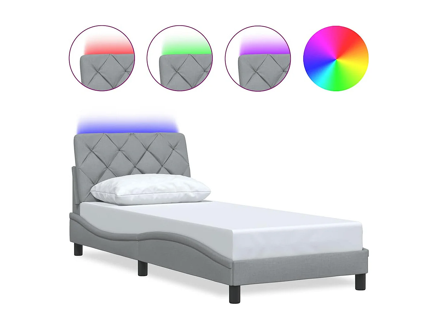 Estrutura de cama com LED sem colchão 90x200 cm tecido