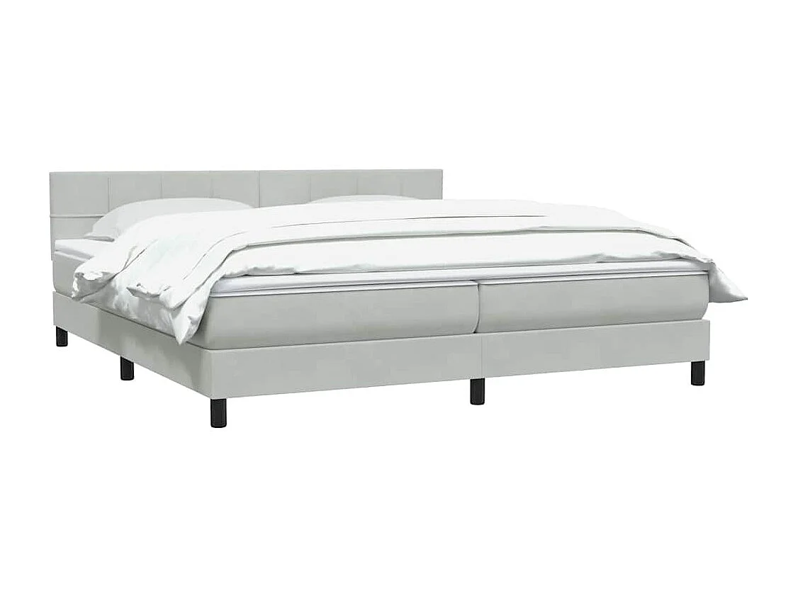 Cama com molas/colchão 180x210 cm veludo cinzento-claro