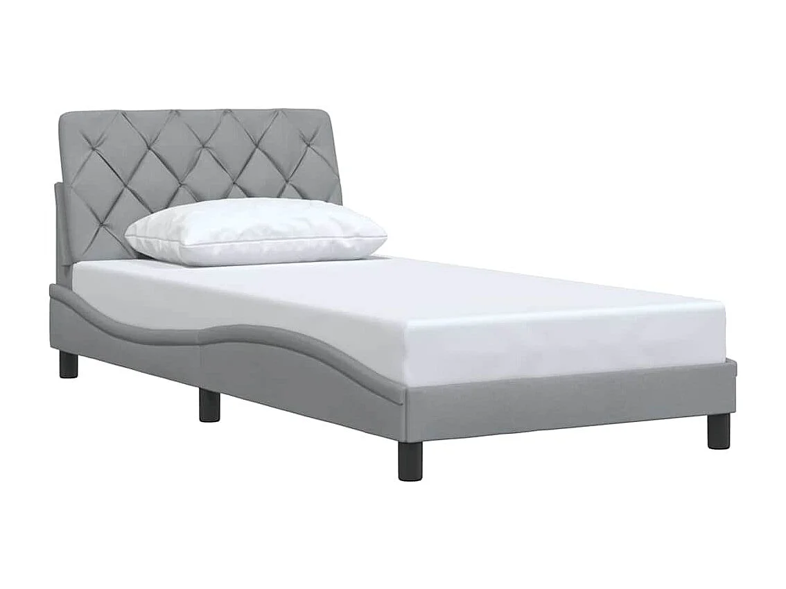 Cadre de lit sans matelas gris clair 100x200 cm tissu