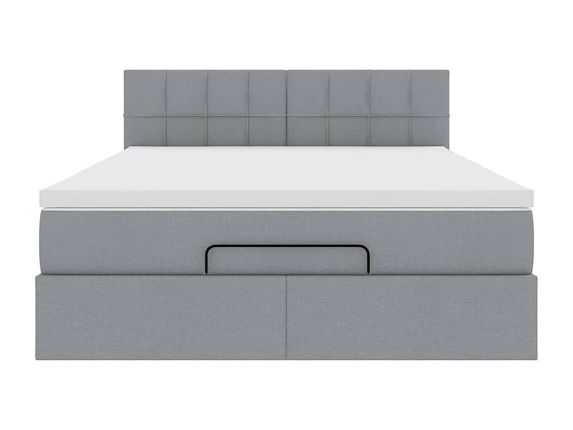 Cadre de lit ottoman et matelas gris clair 140x190 cm tissu