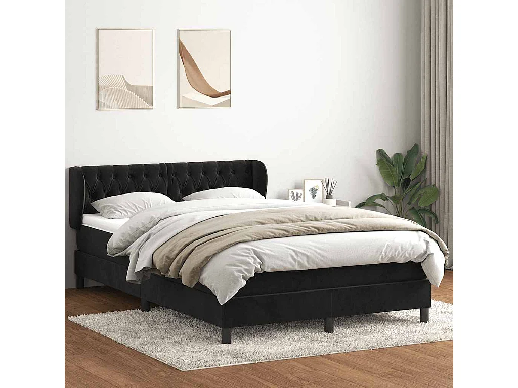 Boxspring met matras fluweel zwart 160x210 cm