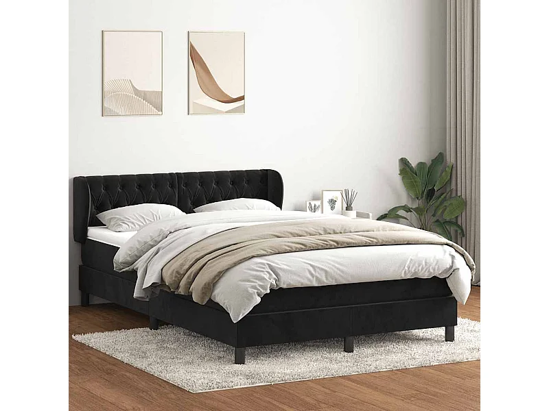 Boxspring met matras fluweel zwart 160x210 cm