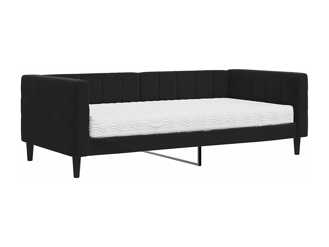 Sofá cama con colchón terciopelo negro 90x190 cm