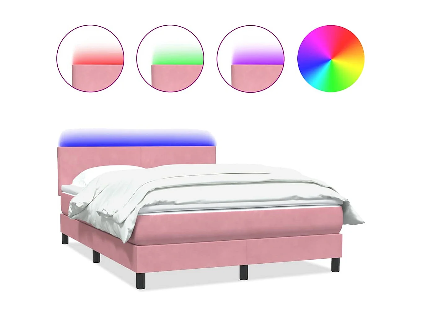 Cama box spring con colchón terciopelo rosa 160x220 cm