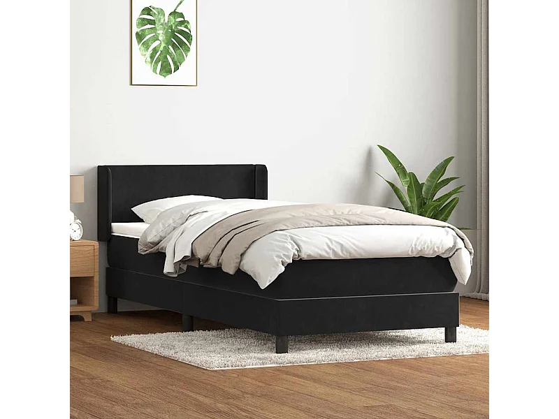 Cama com molas/colchão preto 80x210 cm veludo