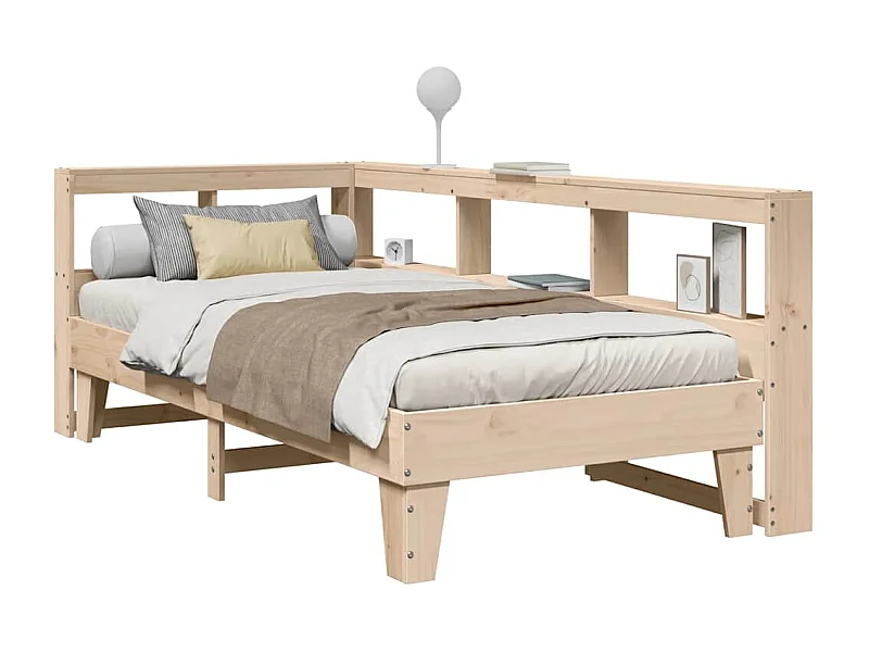 Bed met boekenkastukkenzonder matras massief grenenhout 90x200 cm