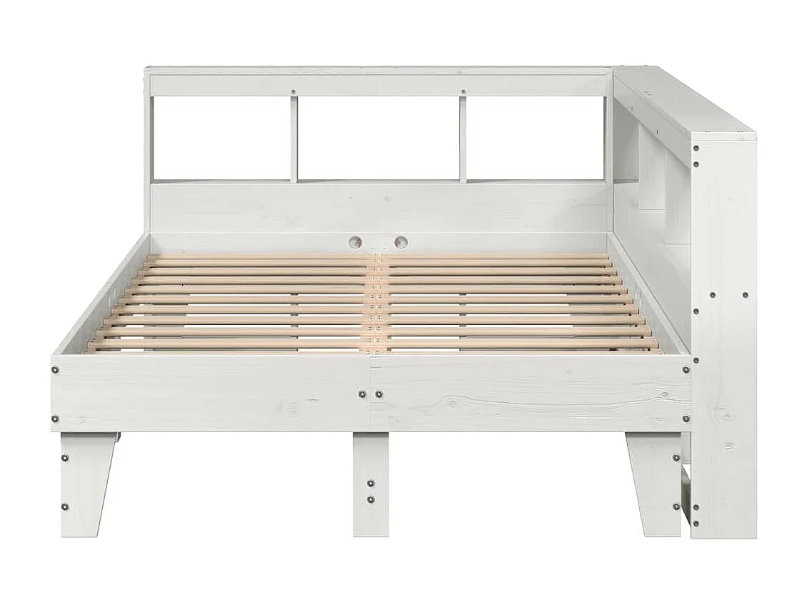 Lit bibliothèque sans matelas blanc 120x190 cm bois pin massif