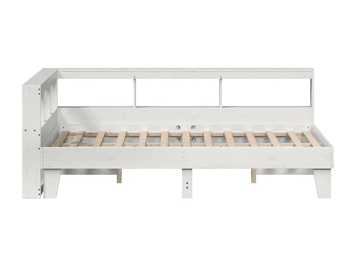 Lit bibliothèque sans matelas blanc 120x190 cm bois pin massif