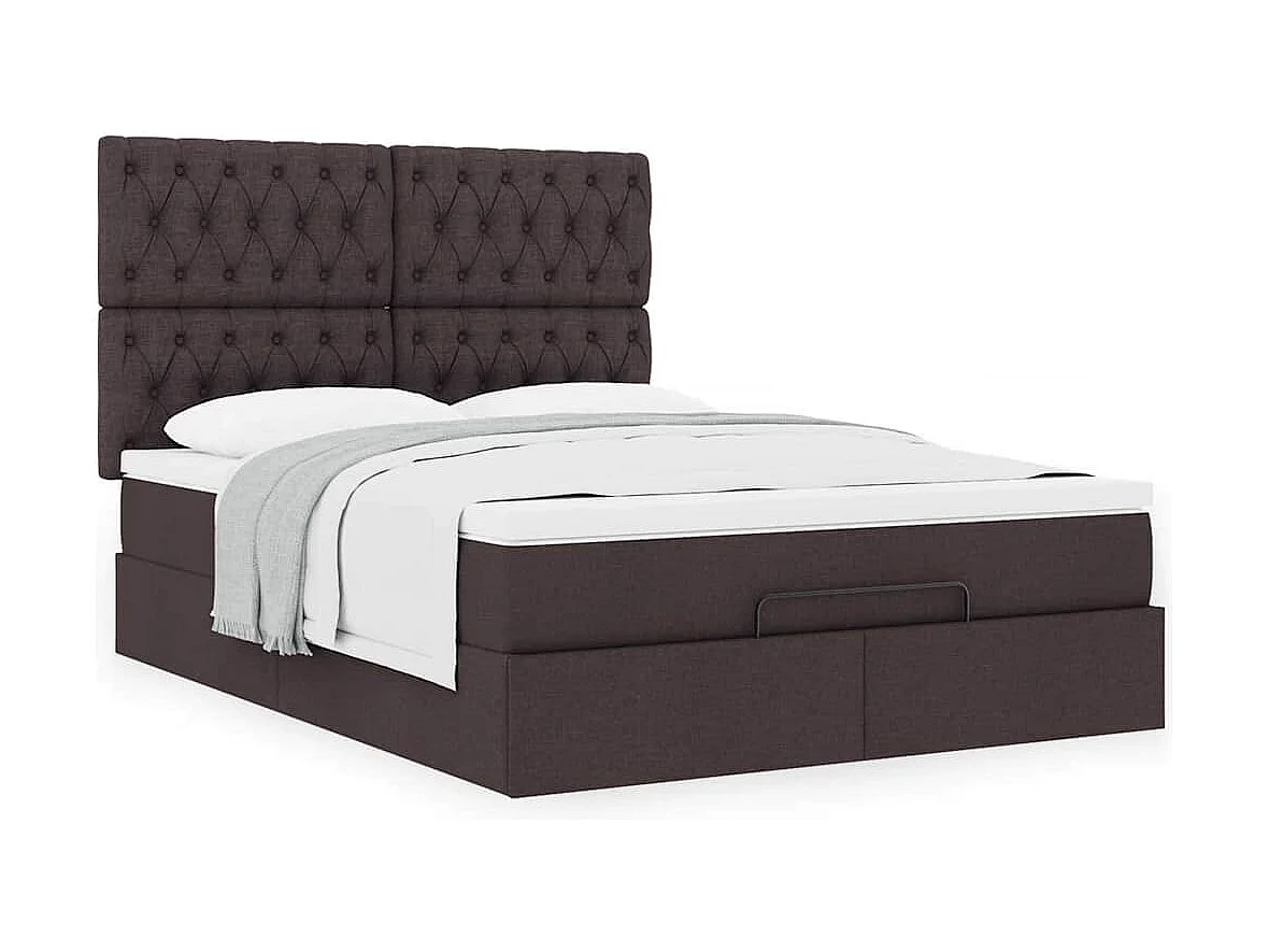 Estructura cama otomana colchón tela marrón oscuro 140x190cm