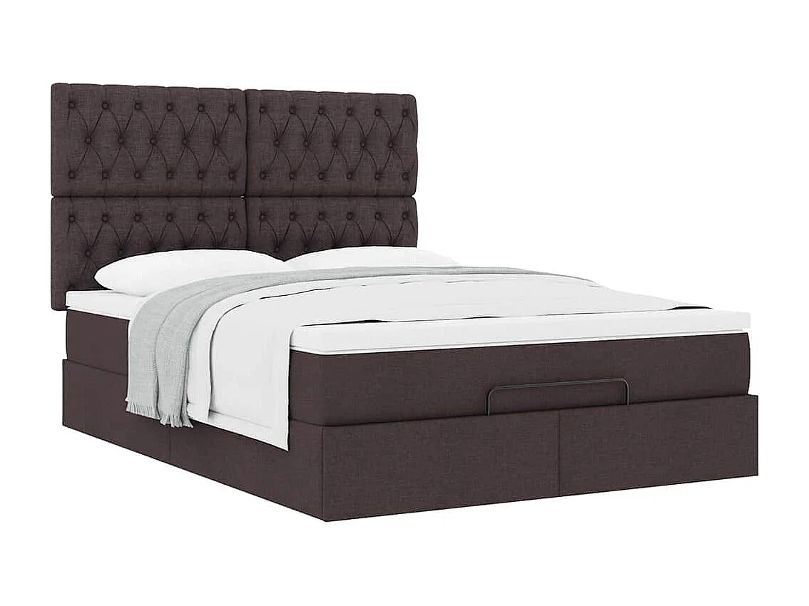Estructura cama otomana colchón tela marrón oscuro 140x190cm