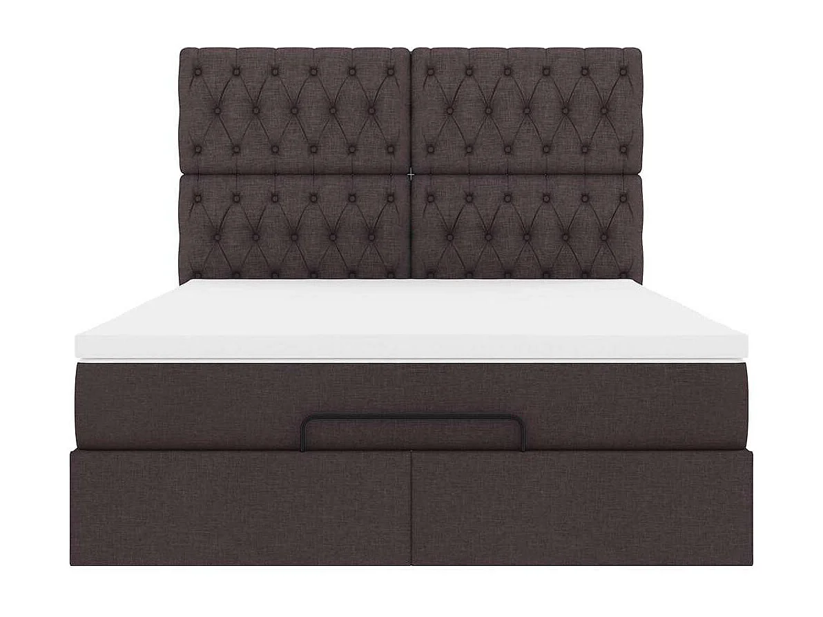 Estructura cama otomana colchón tela marrón oscuro 140x190cm