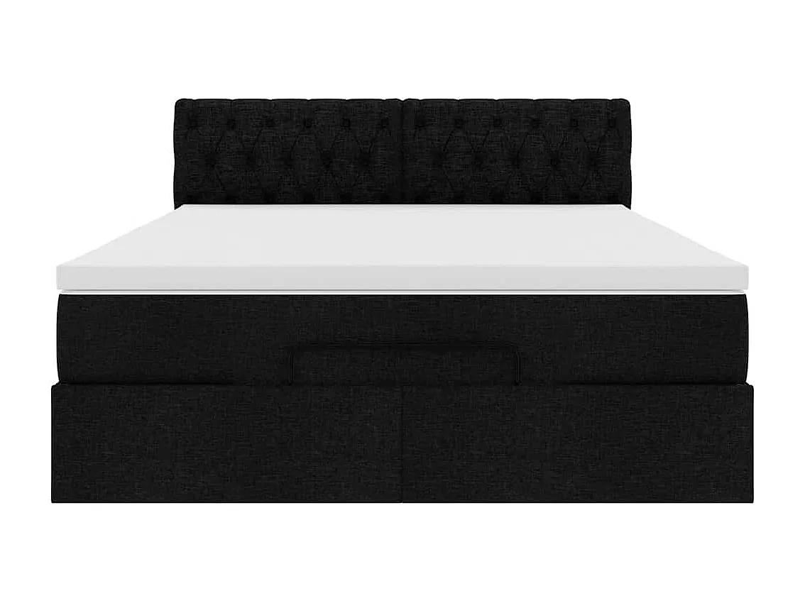 Lit ottoman avec matelas noir 140x190 cm tissu