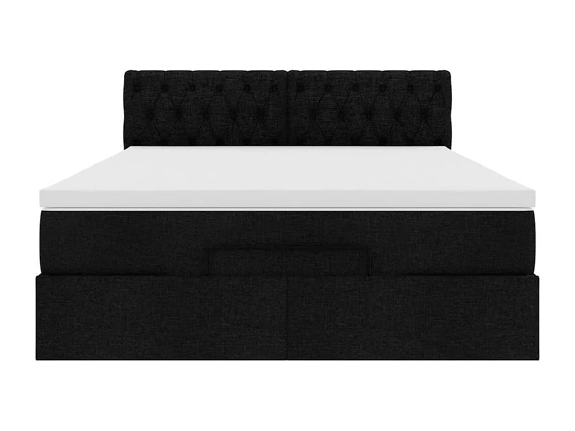 Lit ottoman avec matelas noir 140x190 cm tissu