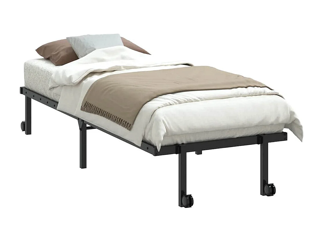Cadre de lit sans matelas pliable noir 75x190 cm acier