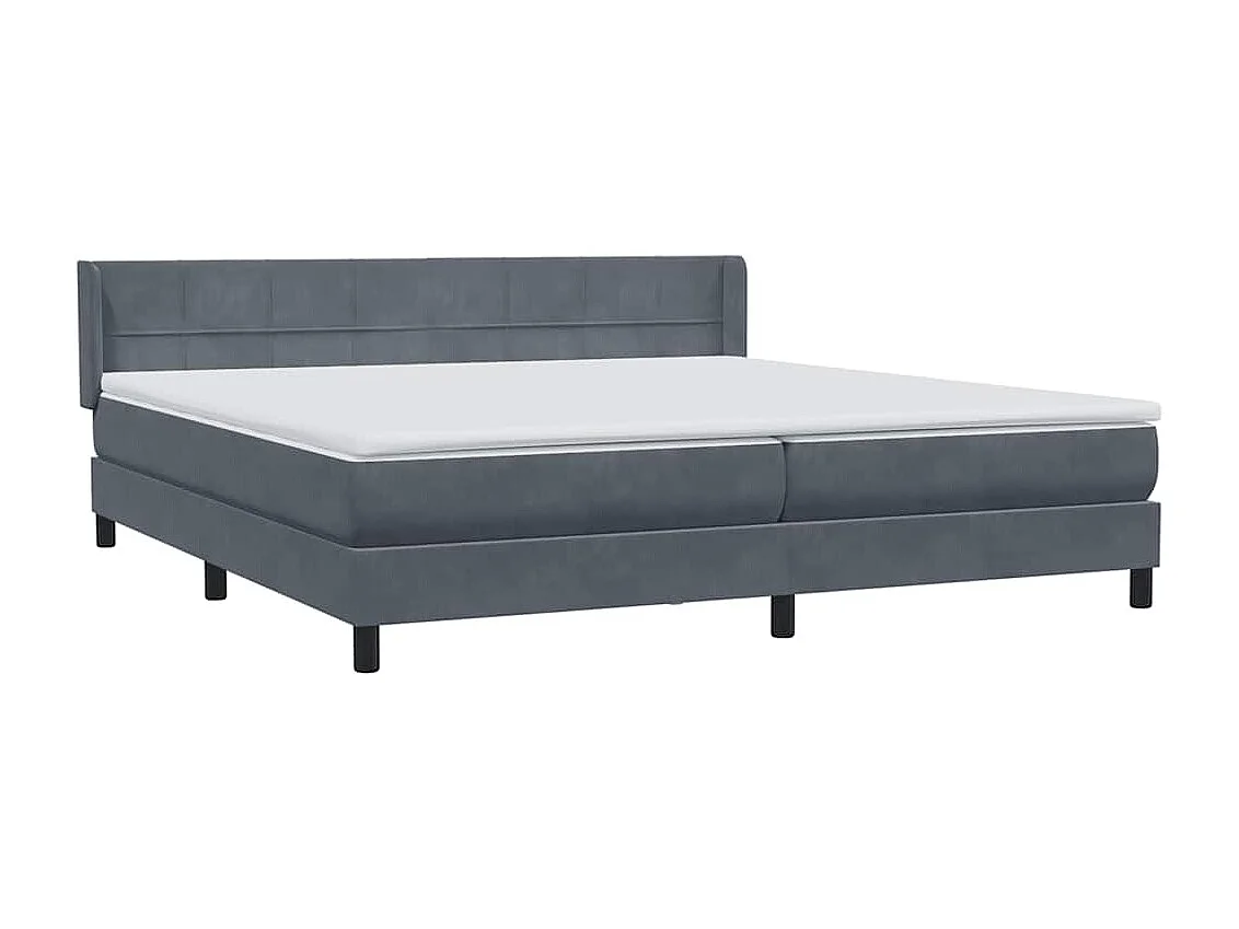 Cama com molas/colchão 180x220 cm veludo cinzento-escuro