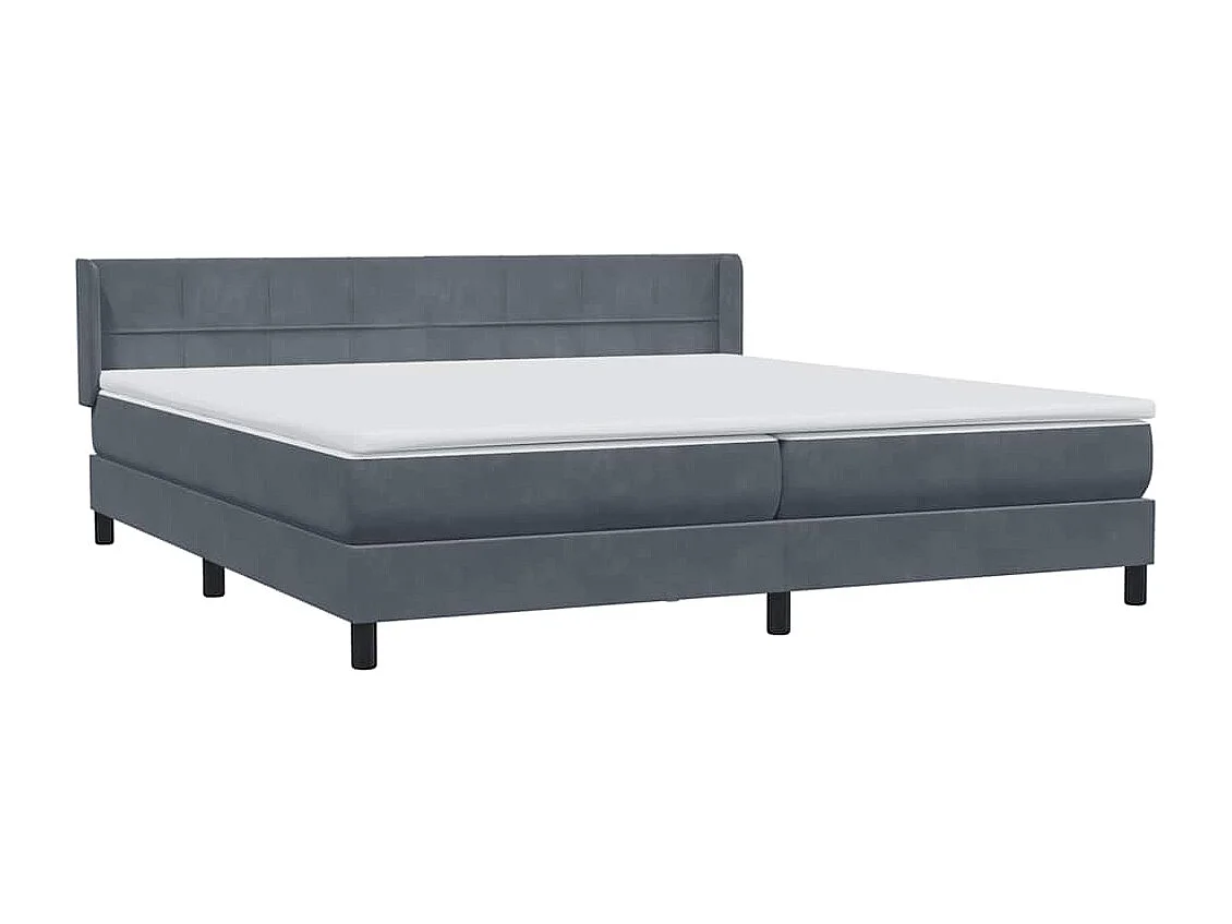 Cama com molas/colchão 180x220 cm veludo cinzento-escuro
