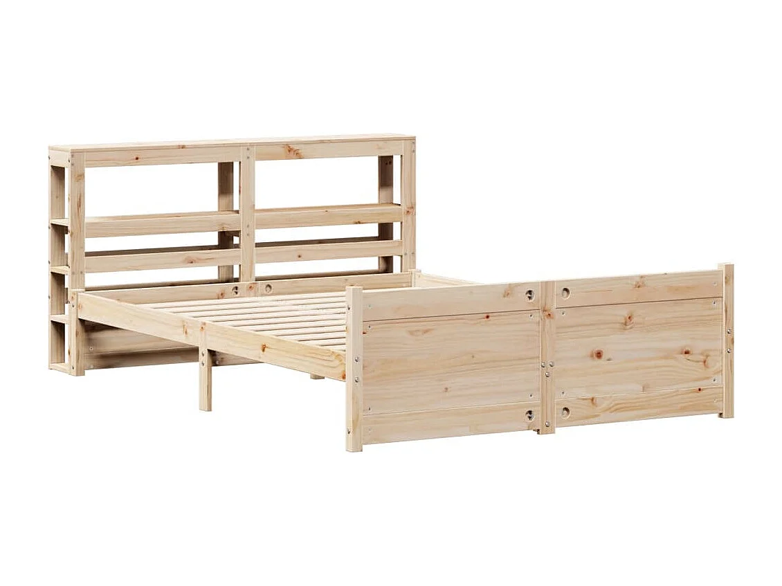 Estructura de cama con cabecero madera maciza pino 140x200 cm