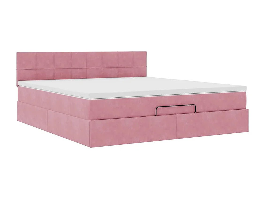 Ottoman bed met matras en LED's 160x200cm fluweel roze