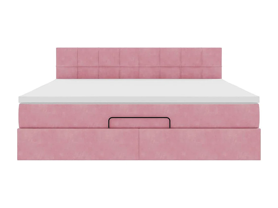 Ottoman bed met matras en LED's 160x200cm fluweel roze