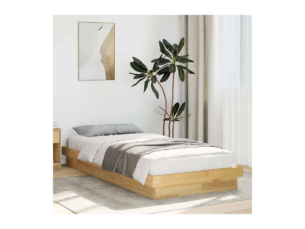 Cadre de lit sans matelas 90x190 cm bois massif de chêne