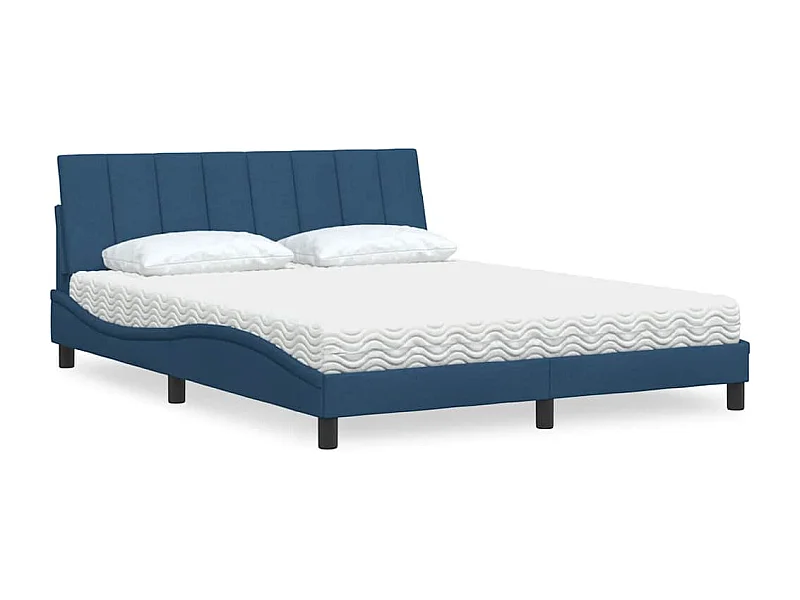 Bed met matras "Hanko" stof blauw 160x200 cm