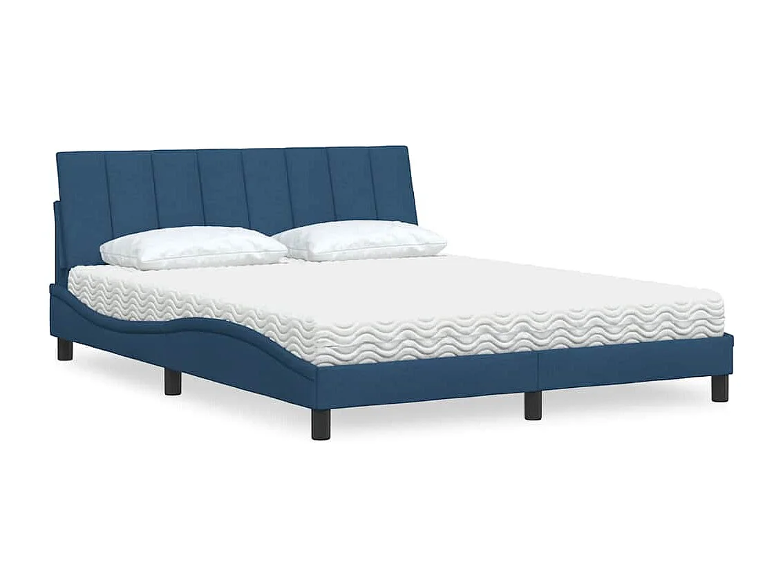 Bed met matras "Hanko" stof blauw 160x200 cm