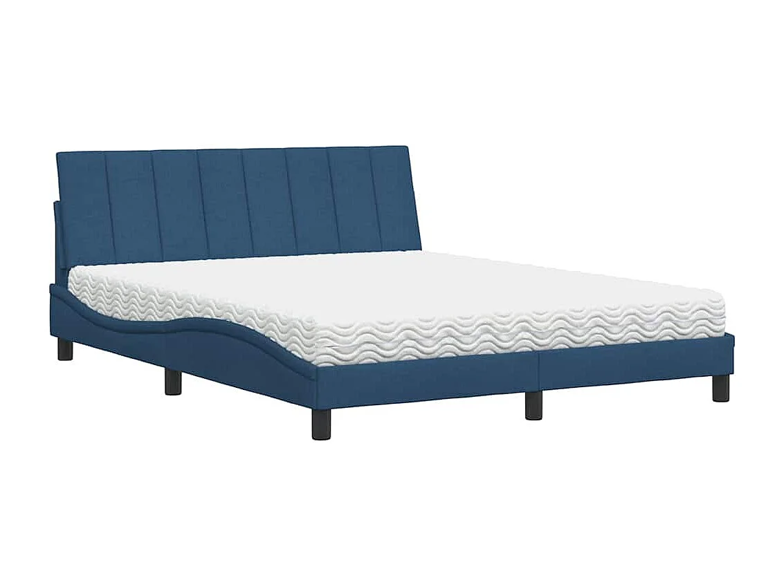 Bed met matras "Hanko" stof blauw 160x200 cm