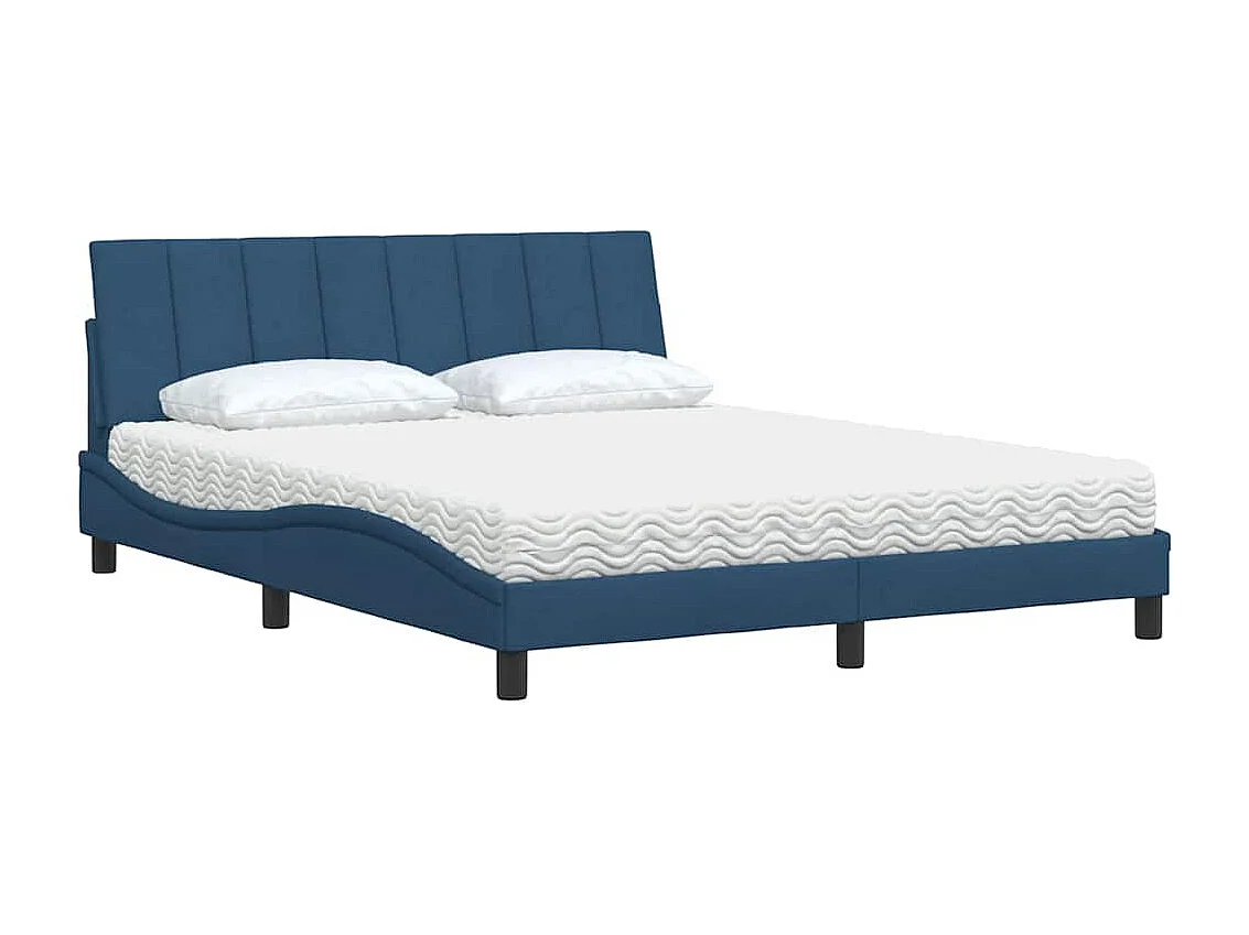 Bed met matras "Hanko" stof blauw 160x200 cm