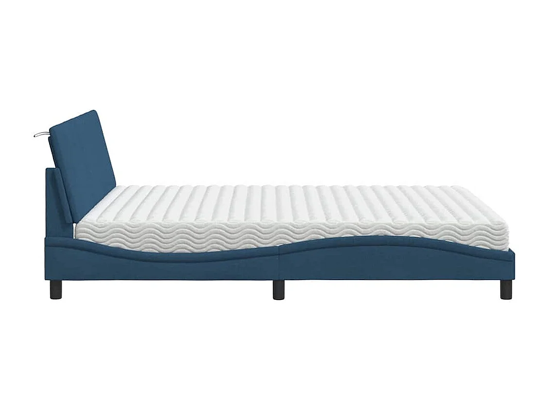 Bed met matras "Hanko" stof blauw 160x200 cm